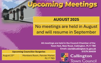 No Council Meetings will be held in August